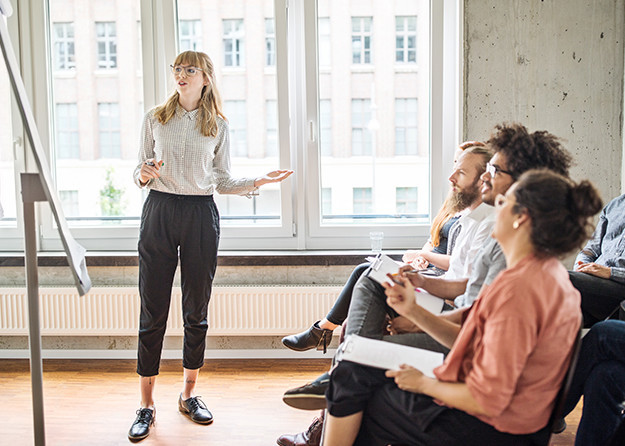woman teaching a class