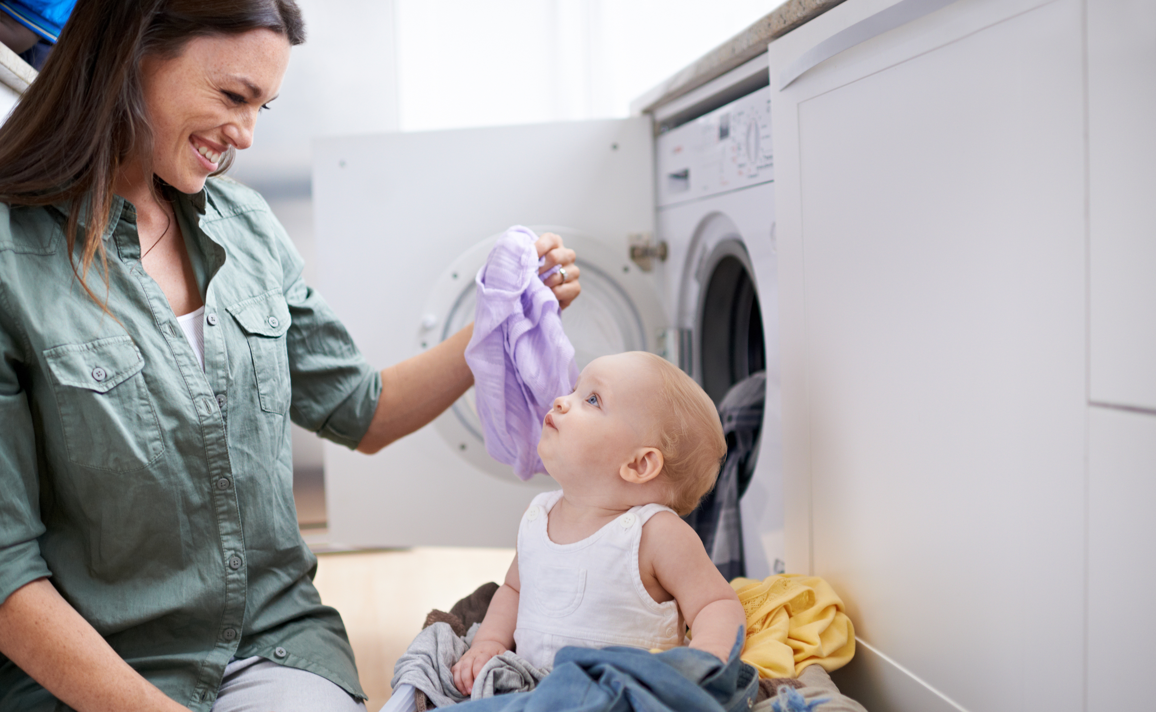 mom and baby laundry